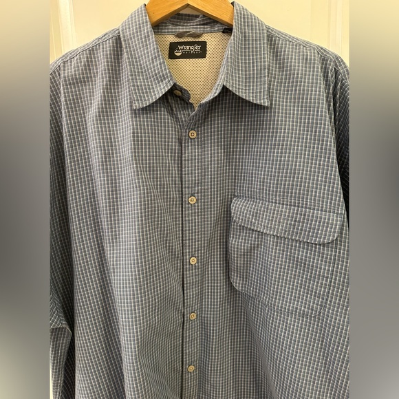 Wrangler Outdoor Men’s Button Down Shirt Size XXL Blue Short Sleeve 100% Cotton - Picture 7 of 8